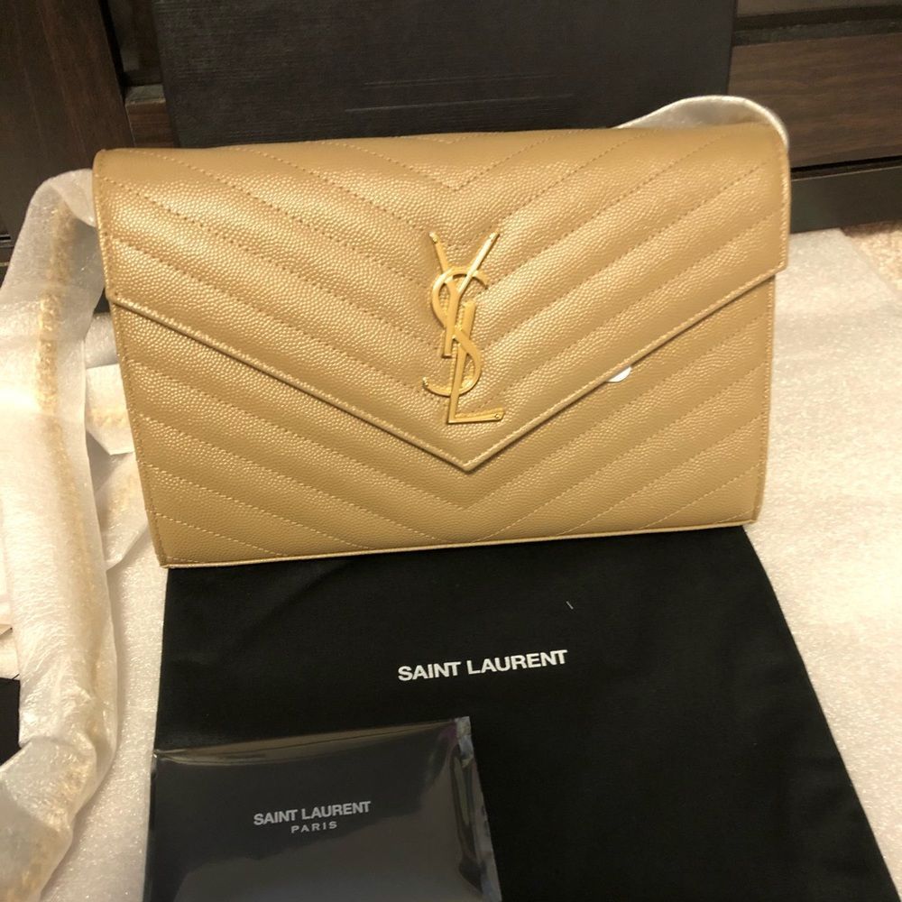 Brand New Saint Laurent Large Dark Beige